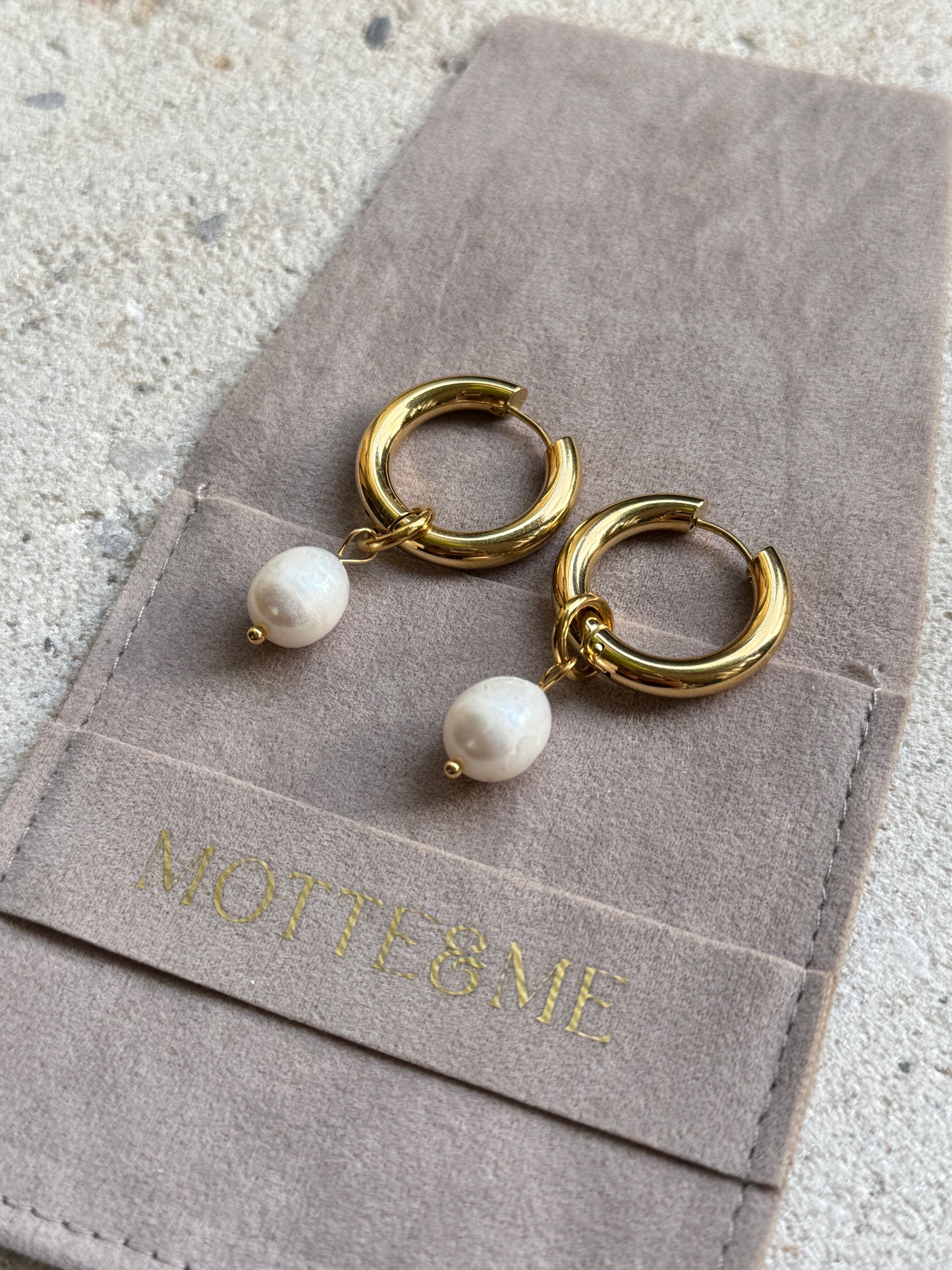Golden Pearl Hoops